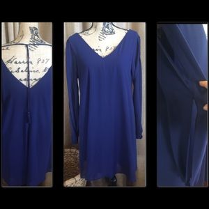 Blue cold shoulder dress